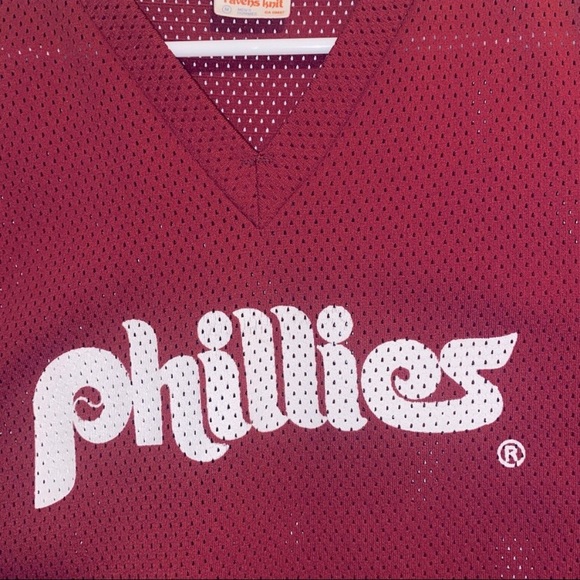Vintage 80s MLB Burgundy Phillies Jersey - Picture 6 of 7